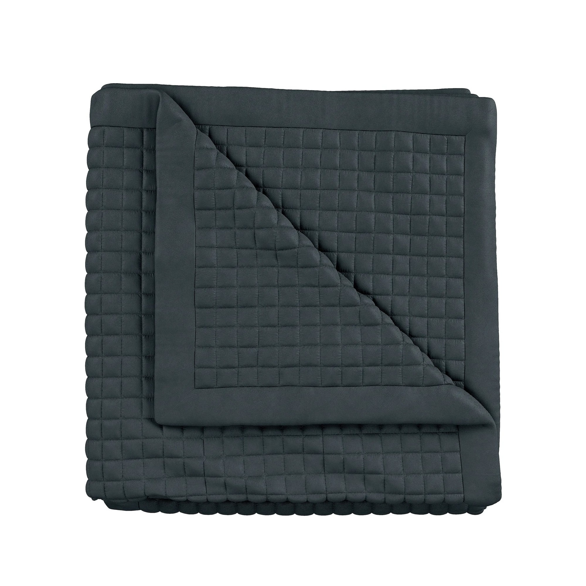 Ariane Quilted Throw By Bedeck Of Belfast In Charcoal Linen